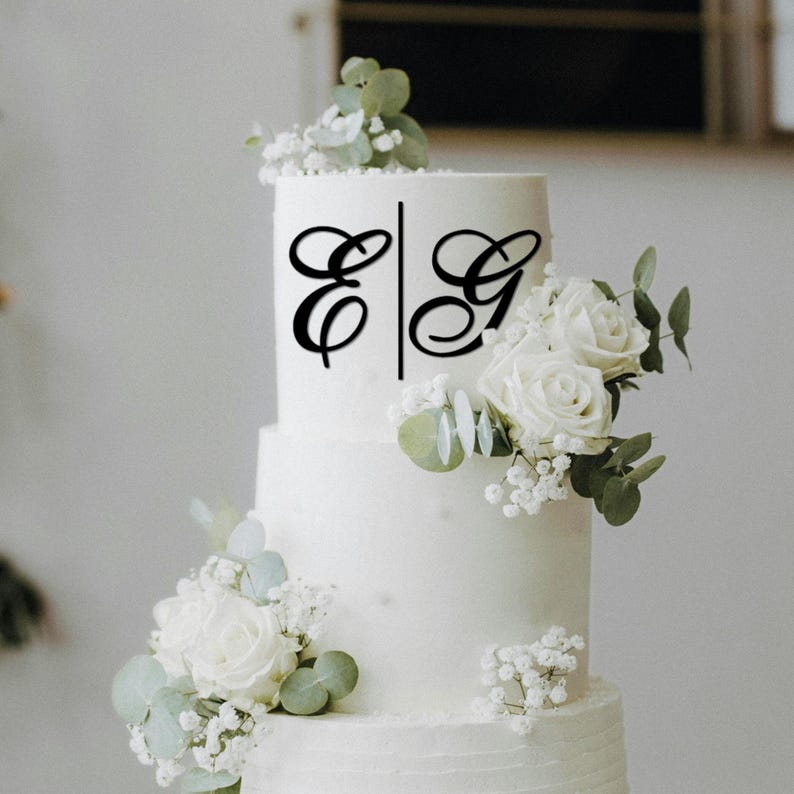 Custom Acrylic Cake Topper | Monogram Initials for Weddings ...