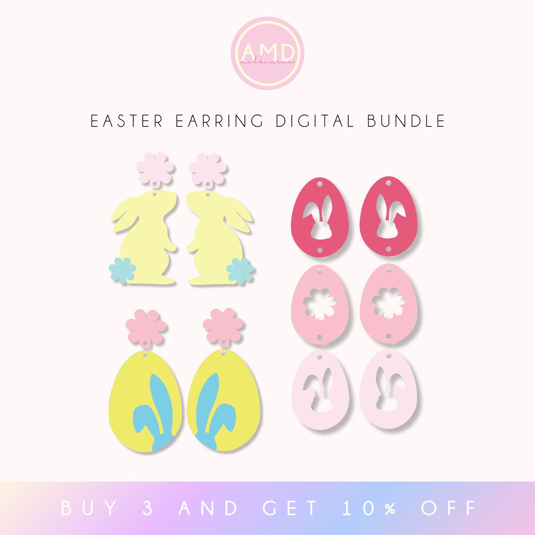 Easter Earrings Cut File, Bunny & Heart Jewelry SVG PDF - Etsy