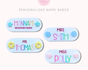 Personalised Acrylic Name Badges Teacher Nurse Badge Medical Magnetic Pin Handmade Pastel Cute Quirky Thank You Gift Ideas Prac Staff Aus