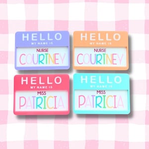 Personalised Acrylic Name Badges Hello My Name Is Teachers Nurses Magnetic Pin Handmade Pastel Fun Pretty Quirky Gifts Ideas Pracs Staff Aus