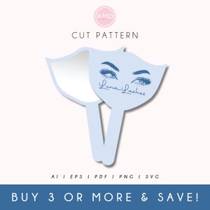 Lash Tech Hand Mirror Mask Logo Social Media Laser Cut File Beambox Glowforge Lightburn Cricut SVG AI PDF Acrylic Digital Download Engrave