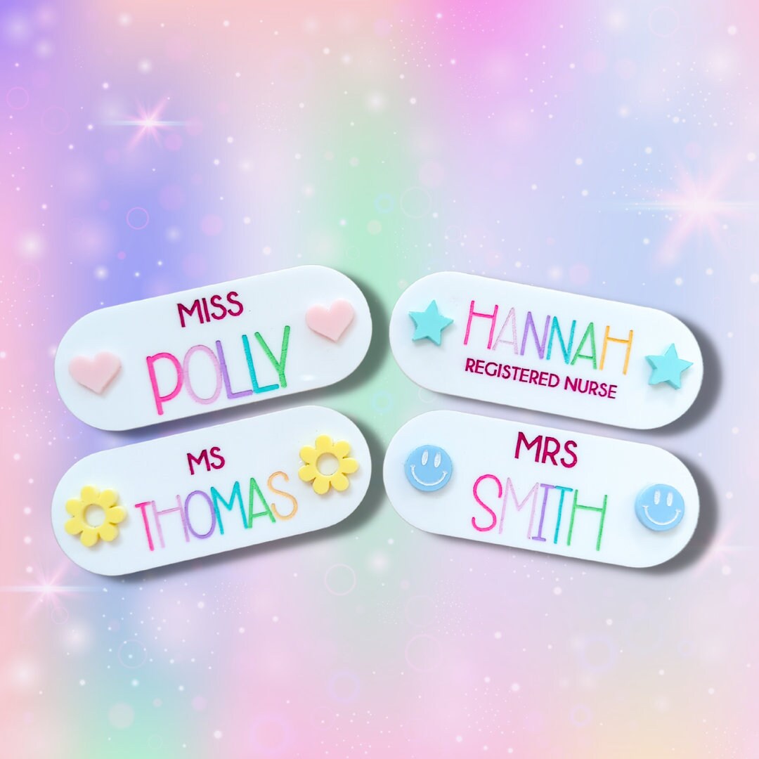 Personalised Acrylic Name Badges Teacher Nurses Medical Etsy Australia