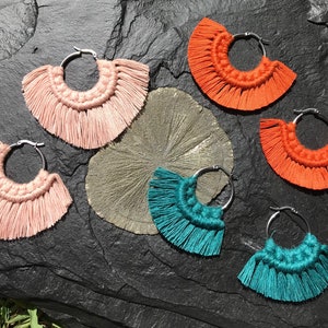 Macrame Hoop Earrings // Stainless Steel // Maui Made