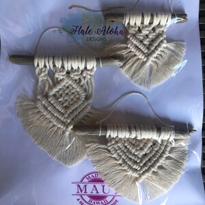 Mini Macrame Ornaments | Handmade Fairy House Decor | Boho Christmas Decor | Small Macrame Wall Art | Beach Driftwood Hanging