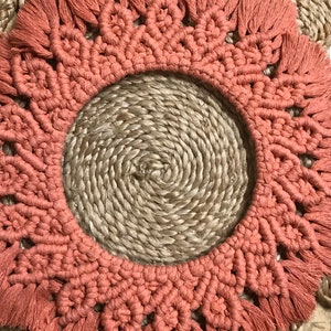 Macrame Mandala Coral // Boho Home Decor // Coastal Living
