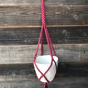 Magenta Macrame Plant Hanger // Boho Home Decor // Modern Macrame