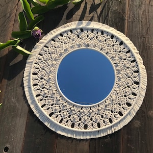 Handmade Boho Macrame Mirror Wall Hanging | Bohemian Style Mirror | Artisan Macrame Wall Art | Unique Living Room Decor