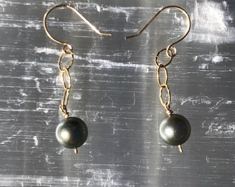 Tahitiperle Tropfen Ohrringe Gold Fill