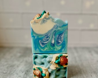 Turtle Bay | Vegan Coconut Milk Soap with Shea Butter | Unique Artisan Soap Bar | Abalone & Sea | Riptide | Sea Turtle Lover