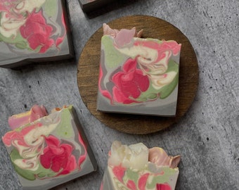 Wild Rose | Vegan Coconut Milk Soap with Shea Butter | Unique Artisan Soap Bar | Hand Piped Soap Roses