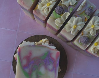 Blackberry Daisy | Vegan Coconut Milk Soap with Shea Butter | Unique Artisan Soap Bar | Retro Hippie Vibes