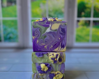 Kerbside Violet | Vegan Coconut Milk Soap with Shea Butter | Unique Artisan Soap Bar | Pansies Lushies