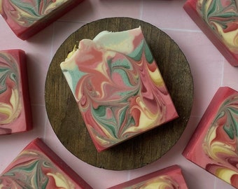 Riviera Blooms | Vegan Coconut Milk Soap with Shea Butter | Unique Artisan Soap Bar | Luna Swirl | Neroli Portofino Type
