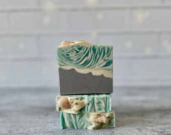 Beach House | Vegan Coconut Milk Soap with Shea Butter | Unique Artisan Soap Bar | Sea Shells