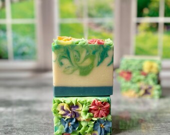 Garden Party | Vegan Coconut Milk Soap with Shea Butter | Unique Artisan Soap Bar | Cucumber Lily Scent