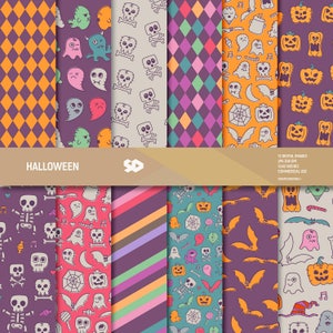 Halloween digital paper pack. Ghost scrapbooking pages, monster background, ghosts scrapbook sheets pattern, scary party kids Commercial use