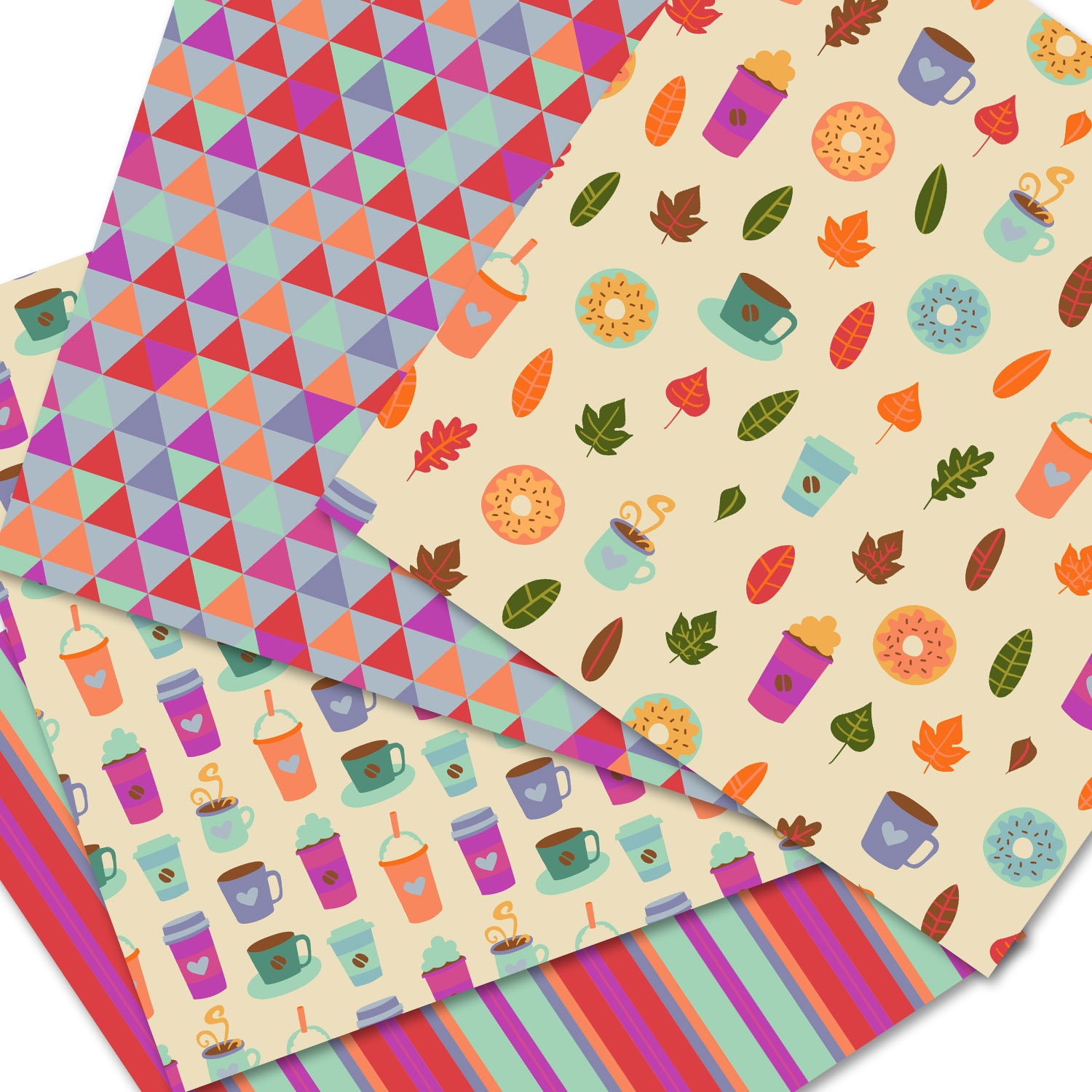 Fall Time Digital Paper Pack Fox Scrapbook Pages Coffee - Etsy