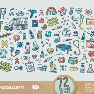 Medical clipart, doctor nurse clip art. Medicine hospital pills illustration. Health draw. Virus quarantine coronavirus. Commercial use. image 1