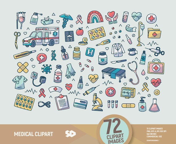 Medical clipart, doctor nurse clip art. Medicine hospital pills illustration. Health draw. Virus quarantine coronavirus. Commercial use.