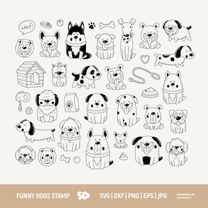 Funny dogs Clipart Bundle, Doodle Dog, Pets, animals, puppy, dachshund, pet. Clip art SVG dxf PNG eps JPG, Cut file, Cricut Silhouette