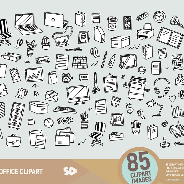 Office clipart stamp. Work stationery clip art. Office supplies illustration. Planner, desktop items, laptop, washi Tape, notebook. PNG JPG