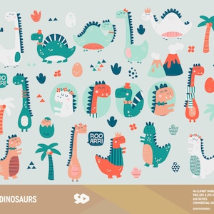 Imágenes prediseñadas de dinosaurios, imágenes prediseñadas de dinosaurios, imágenes prediseñadas de T-rex, dibujos de animales, vector de raptor imprimible, linda ilustración para cumpleaños de niños, uso comercial.