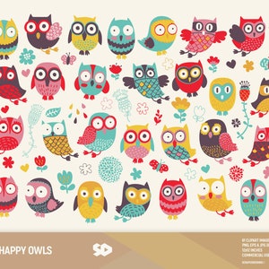 Eule Clipart, Eule ClipArt, Eule Clipart, Blumen zeichnen, Vektor bedruckbar, Illustration Schmetterlinge Frühling Tropfen bunt, kommerzielle Nutzung.