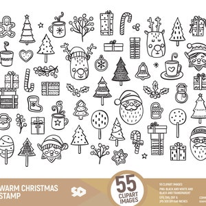 Warm Christmas clipart bundle, Santa clip art, Xmas digital stamp. Tree cookies rudolf elf draw vector. Png Jpeg SVG DXF EPS. Commercial use