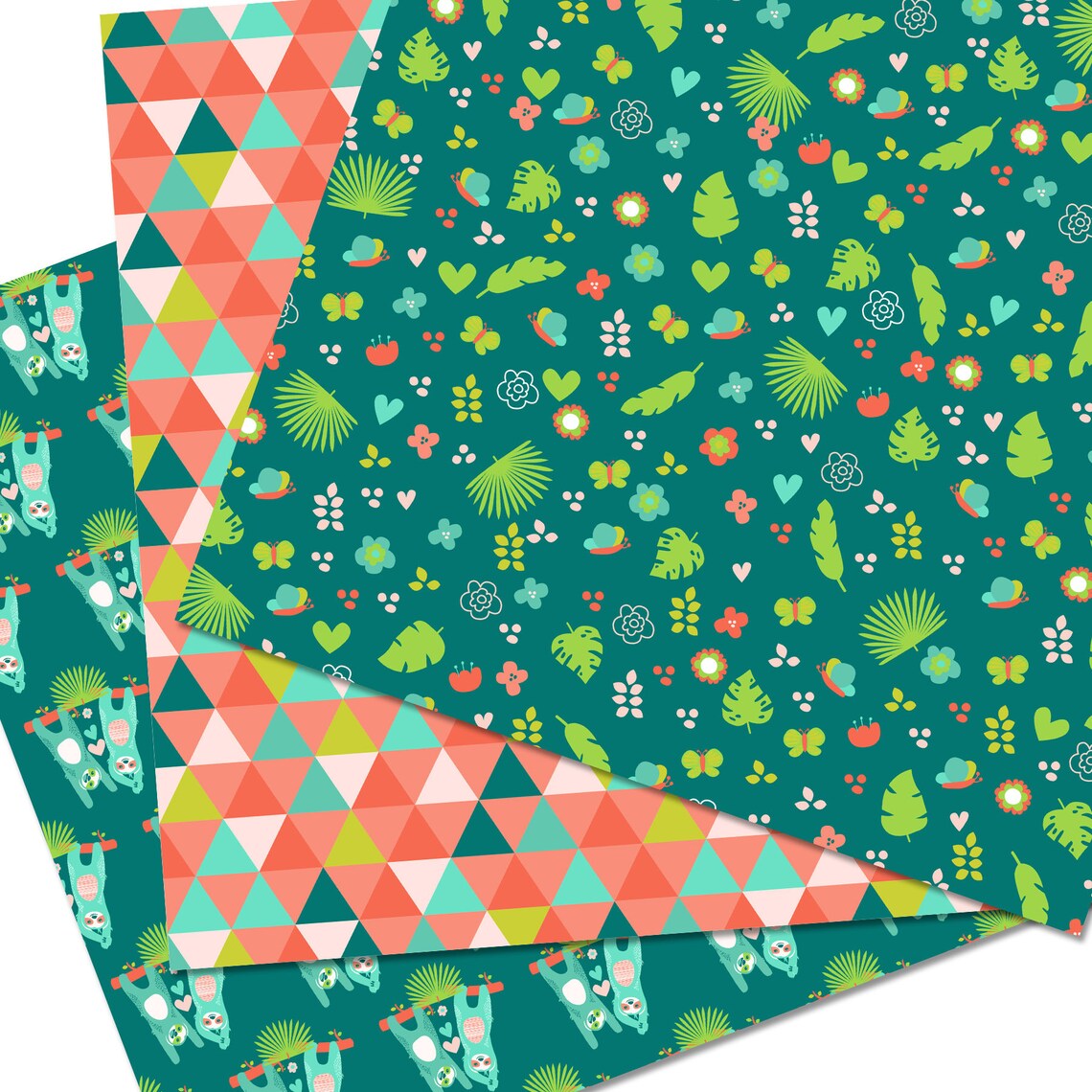 Sloths Digital Paper Pack, Sloth Scrapbook Pages, Sloth Patterns ...