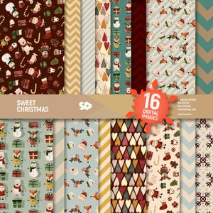 Sweet Christmas digital paper pack. Watercolor scrapbooking pages, christmas background, winter scrapbook sheets pattern old, Commercial use