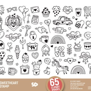 Paquete de imágenes prediseñadas de amor, imágenes prediseñadas de San Valentín, vectores de corazones románticos de amor, ilustración de sello digital. Png Jpeg SVG DXF EPS. Uso comercial