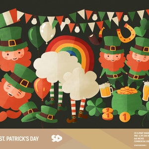 St-Patrick's clipart, Saint Patrick-illustraties, Patricks-illustraties. Regenboog Ierland Iers, illustratie tekenen vector afdrukbaar. Commercieel gebruik.