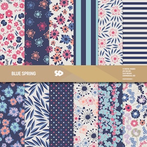 Floral digitales Papier, Scrapbook Seiten, bedruckbare Papiere, Blumen, Scrapbooking, Ostern, sofortiger Download, Valentinstag, Muttertag