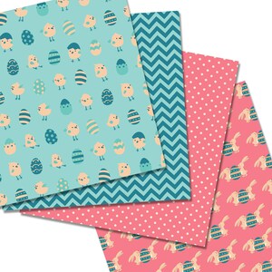 Easter Spring Digital Paper, Bunny Scrapbook Pages, Floral Pattern ...