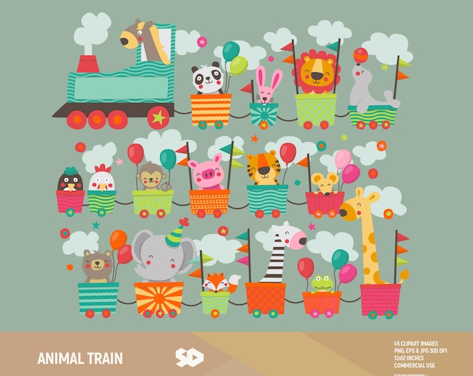 Zoo Background Train Set Zoo Train Clipart / Animal Train Clipart / Zoo Clipart / Baby Shower ...