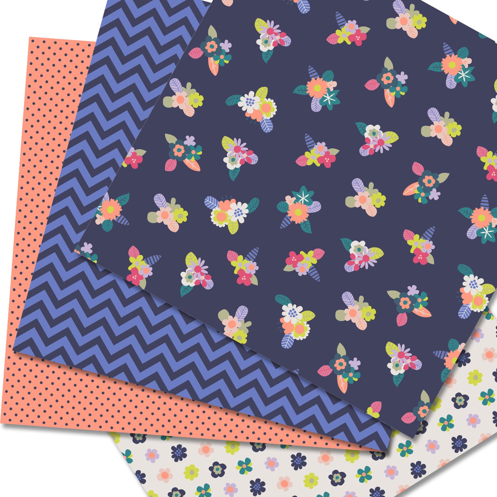 Colorful Blossom Digital Paper Pack, Floral Scrapbook Pages, Flower ...