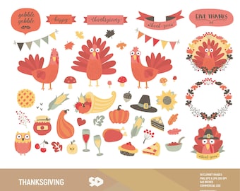 Thanksgiving clipart, fall clip art, thank you clipart, turkey background, owl. Pilgrims pumpkin pie corn horn lettering tag. Commercial use