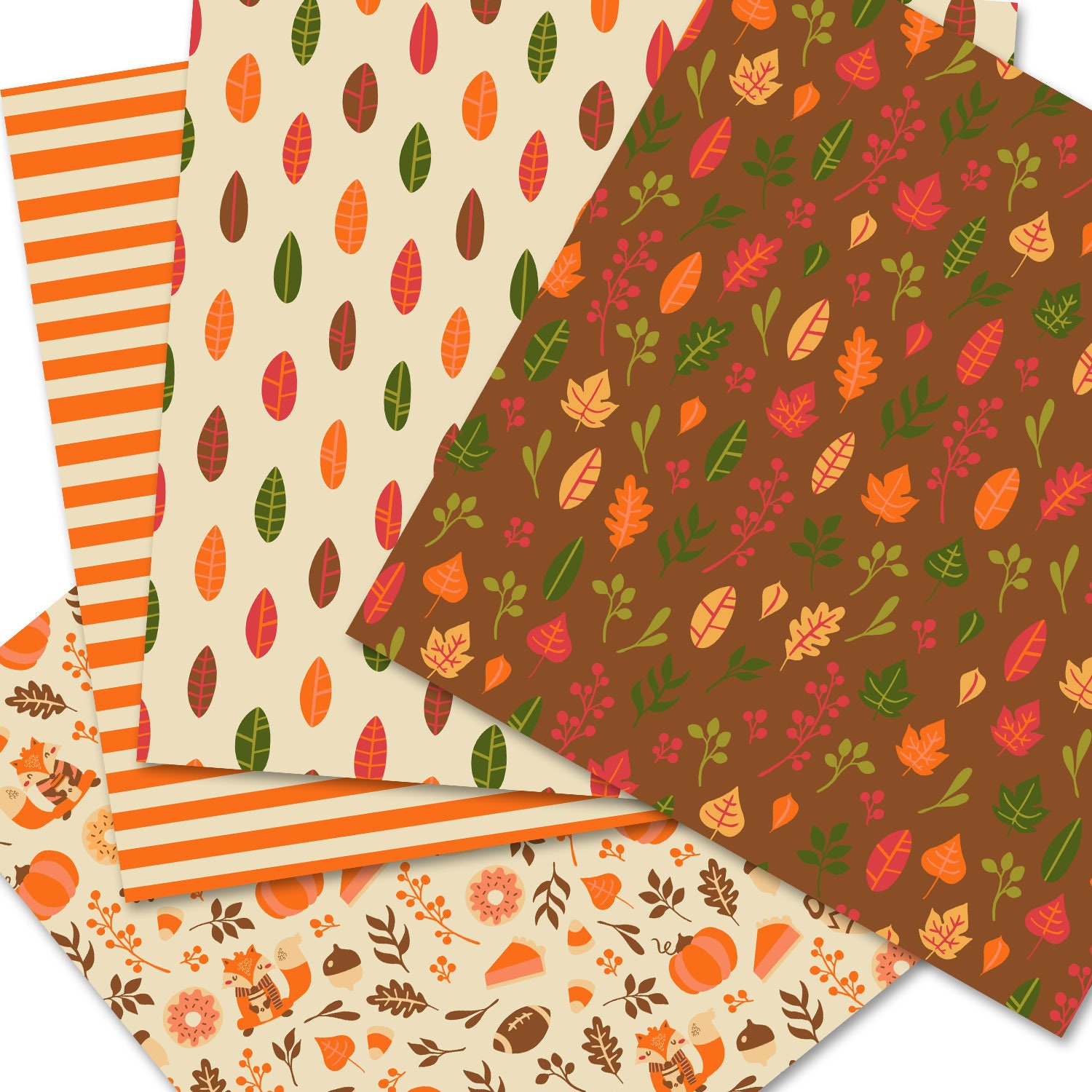 Fall Time Digital Paper Pack Fox Scrapbook Pages Coffee - Etsy