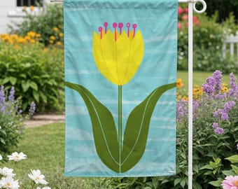 Modern Tulip Spring Garden Flag – Welcome Floral Yard & Porch Decor