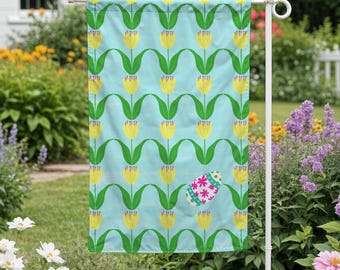 Drapeau de jardin tulipe de Pâques, décoration de porche printanière colorée