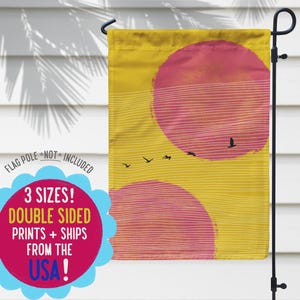 Birds in Flight Garden Flag: Modern Art Sun Decor