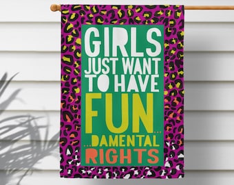 Girls Just Want FUNdamental Rights Flag, Roevember Yard Sign, Pro-choice Garden Flag, Feminist Vote Banner, Reproductive Rights, Roe v Wade