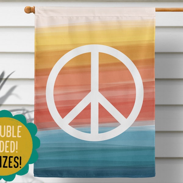 Peace Flag, Watercolor Art, Welcome Flag, Garden Flag, Porch Flag, Beach House Flag, Summer Flag, Outdoor Yard Art, Modern Boho Yard Sign