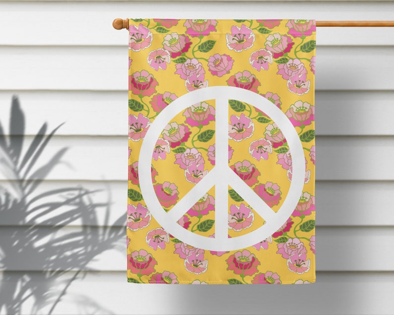 Peace Sign and Flower Colorful Fabric Wall Hanging Tapestry Etsy