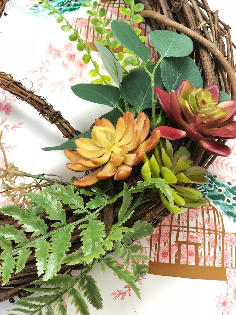 Summer Decor Succulent Peace Wreath Summer Wreath Plant Lover Gift Plant Mom Porch Decor Boho Succulent Lover Gift Peace Sign Wreath