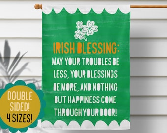 St Patrick’s Day House Flag, Irish Home Blessing Garden Flag, Bless this House Saint Patty’s Day Banner, St Paddy's Welcome Sign Banner