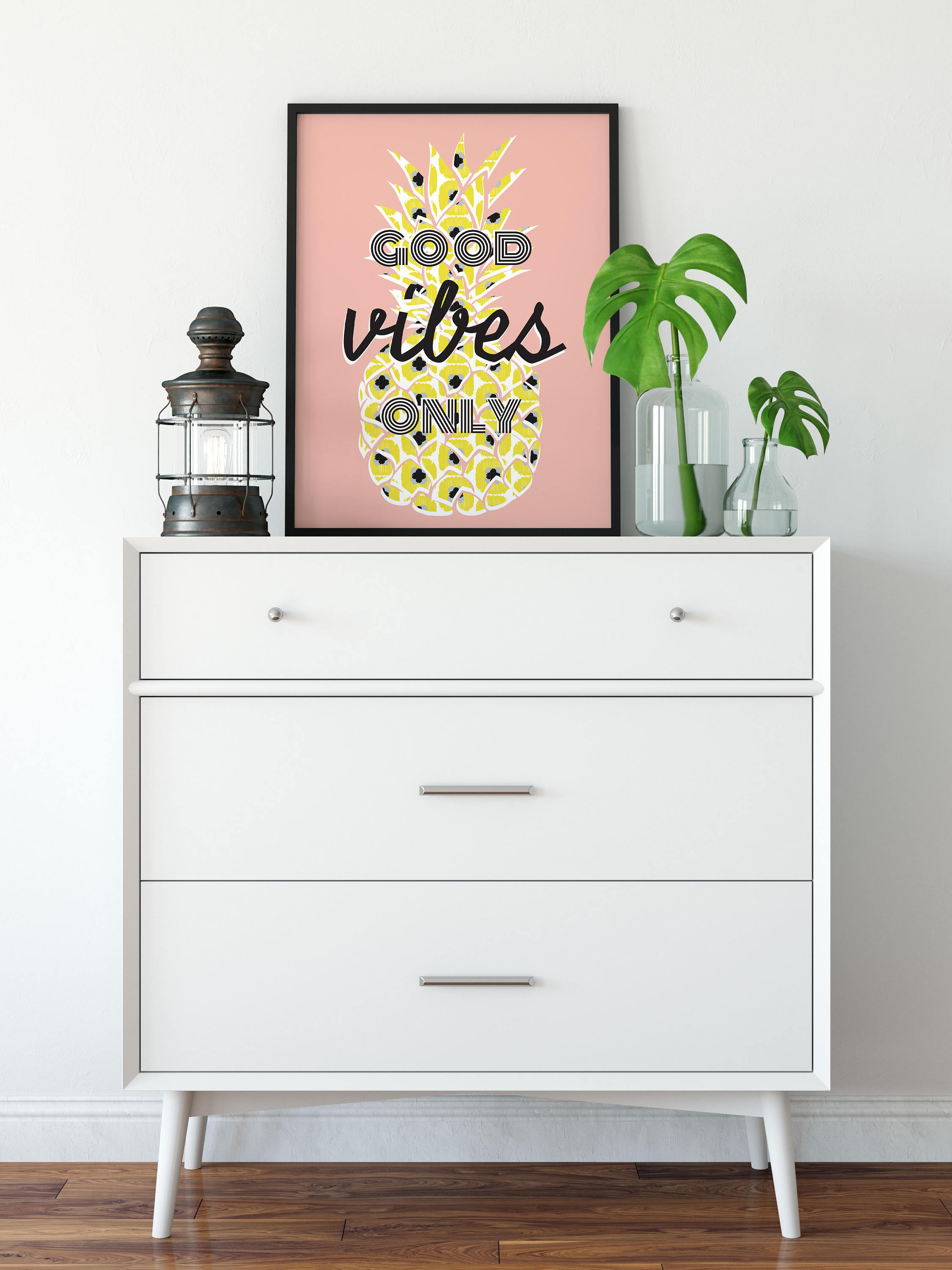 Pineapple Dorm Decor Good Vibes Only Pink Bedroom College Etsy