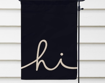 Hallo Garten-Flagge, schwarze Willkommens-Flagge, einfache Hallo-Yard-Flagge