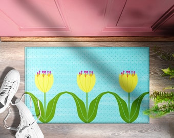 Frühlingstulpen Fußmatte: Bunte Willkommensmatte, Wetterbeständig