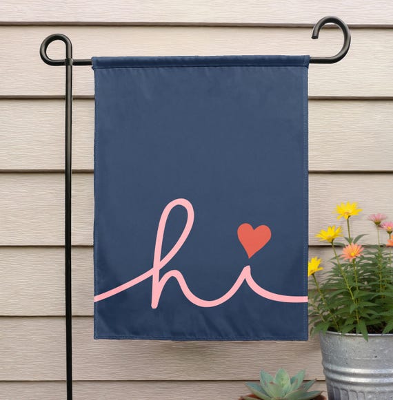 Hi Modern Garden Flag | Heart House Banner Porch Decor
